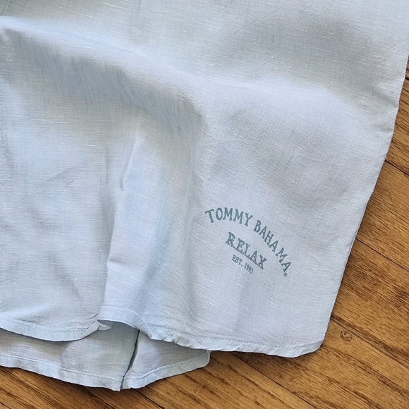 Tommy Bahama Mens Linen Shirt with long sleeves and collar XL Light Aqua - Picture 9 of 14